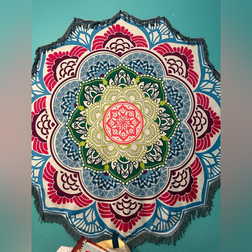 Mandala Tapestry with Fringe - Multicolor